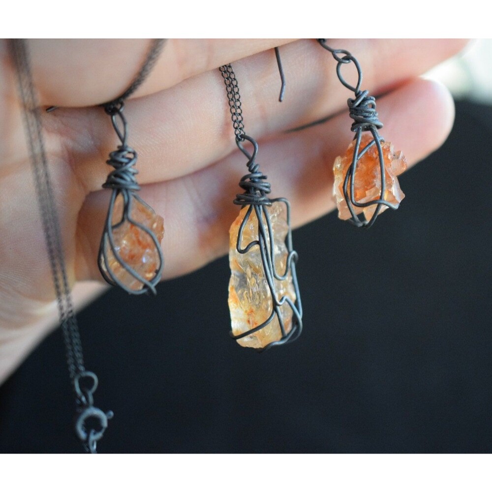 Earrings and Necklace Set, Raw Diamond Necklace, Raw Diamond Earrings, Sterling